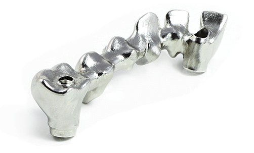 Co-cr alloy tooth framework