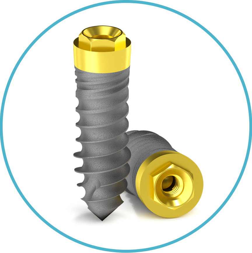 Hybrid Classic implants with Brönemark type of hexagon cross-sectional head form.